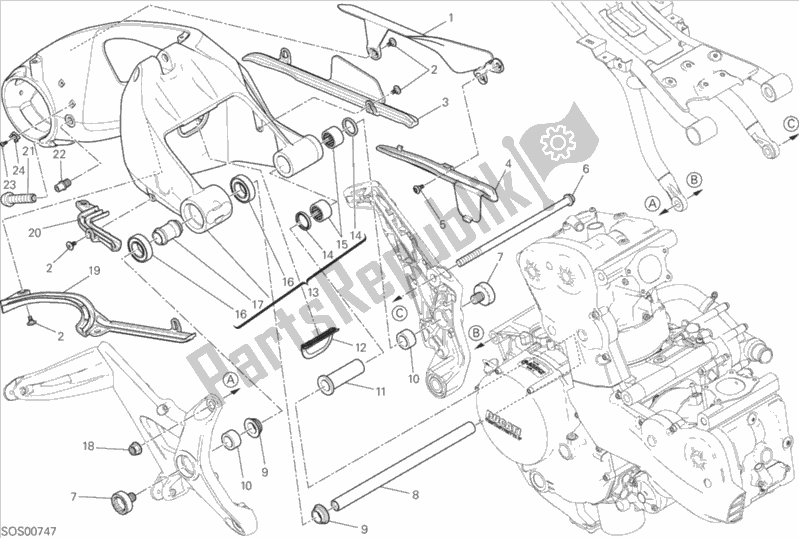 Todas as partes de Forcellone Posteriore do Ducati Monster 1200 S Stripes USA 2016